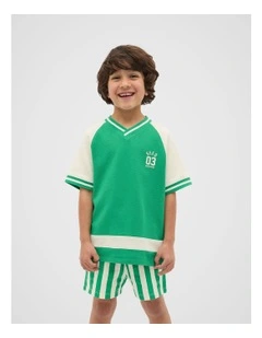 Raglan Sporty Tee in Denver Green