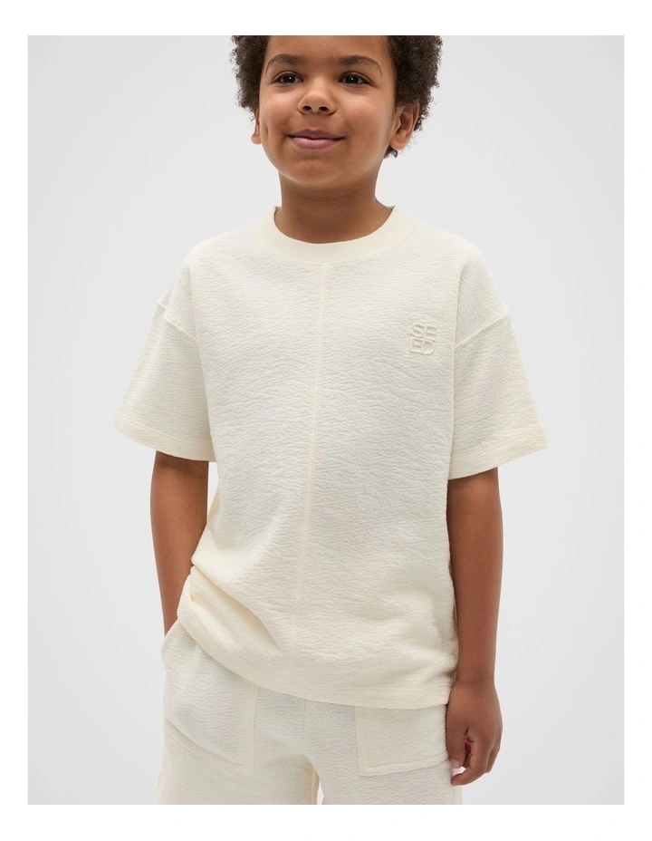 Relaxed Track Tee in Vintage Cream image 1