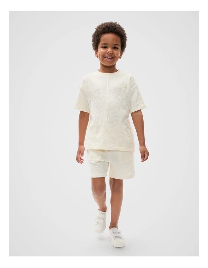Relaxed Track Tee in Vintage Cream image 3