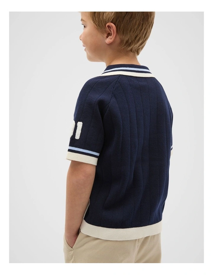 Sports Knit Trophy Polo in Midnight Blue image 2