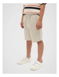 Slant Pocket Short in Cool Stone