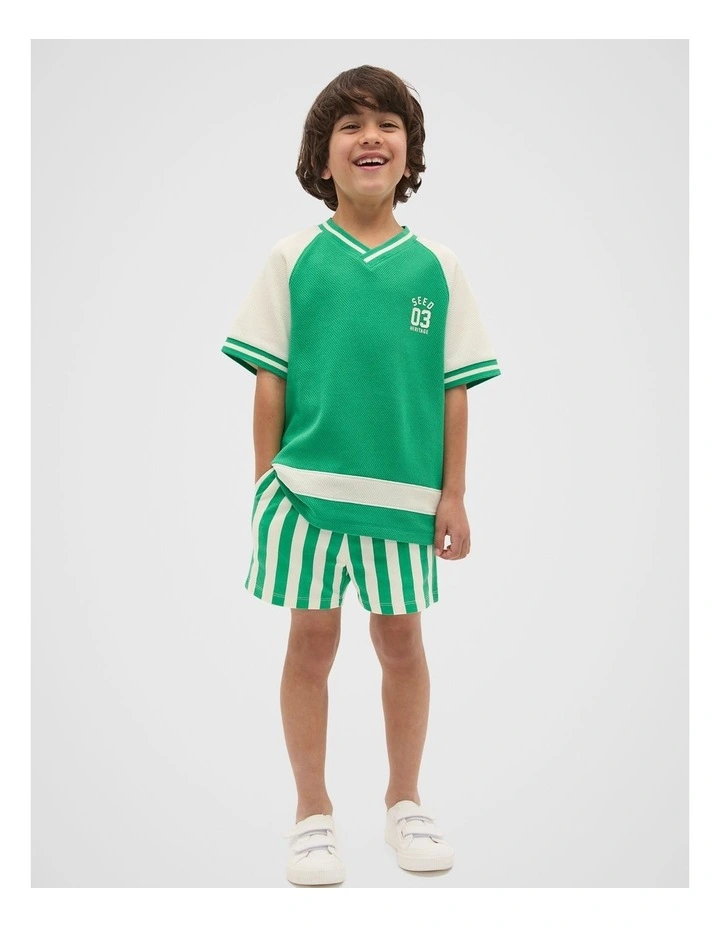 Core Stripe Track Short in Denver Green image 3
