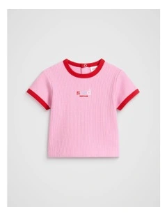 Waffle Logo Tee in Candy Pink