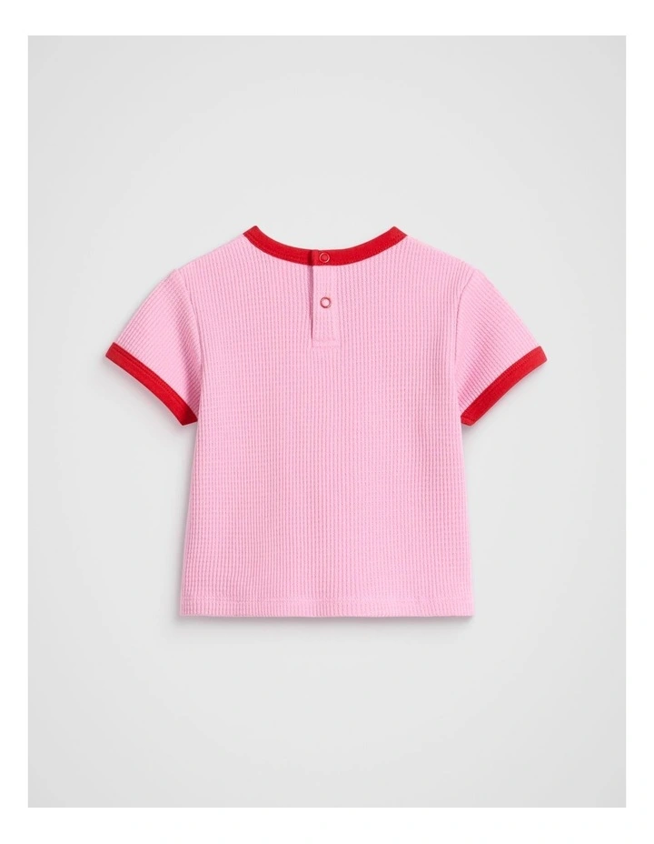 Waffle Logo Tee in Candy Pink image 2
