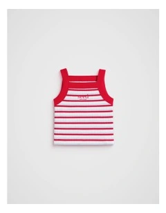 Stripe Logo Rib Tank in Chilli Stripe