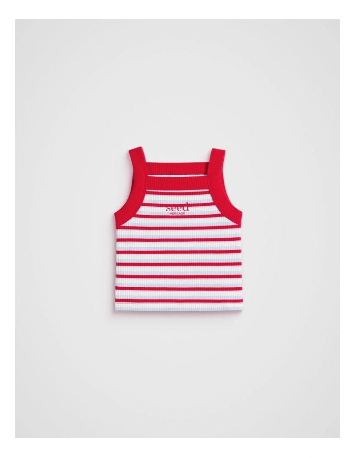 Stripe Logo Rib Tank in Chilli Stripe image 1