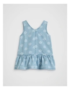Floral Denim Dress in Light Wash