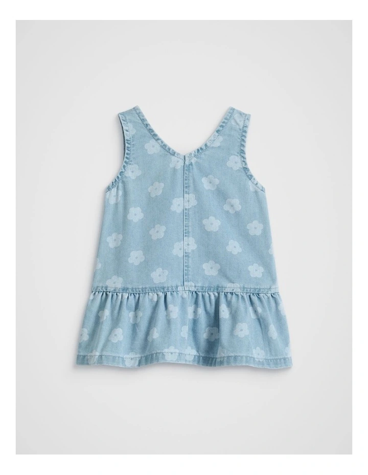 Floral Denim Dress in Light Wash image 1