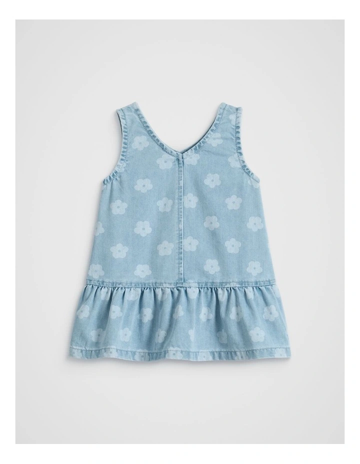 Floral Denim Dress in Light Wash image 2