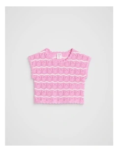 Crochet Top in Candy Pink