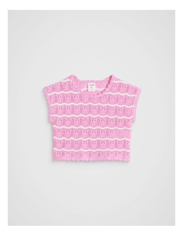 Crochet Top in Candy Pink image 1