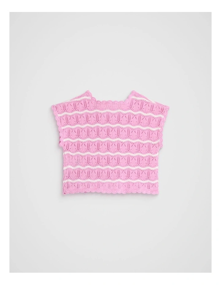 Crochet Top in Candy Pink image 2