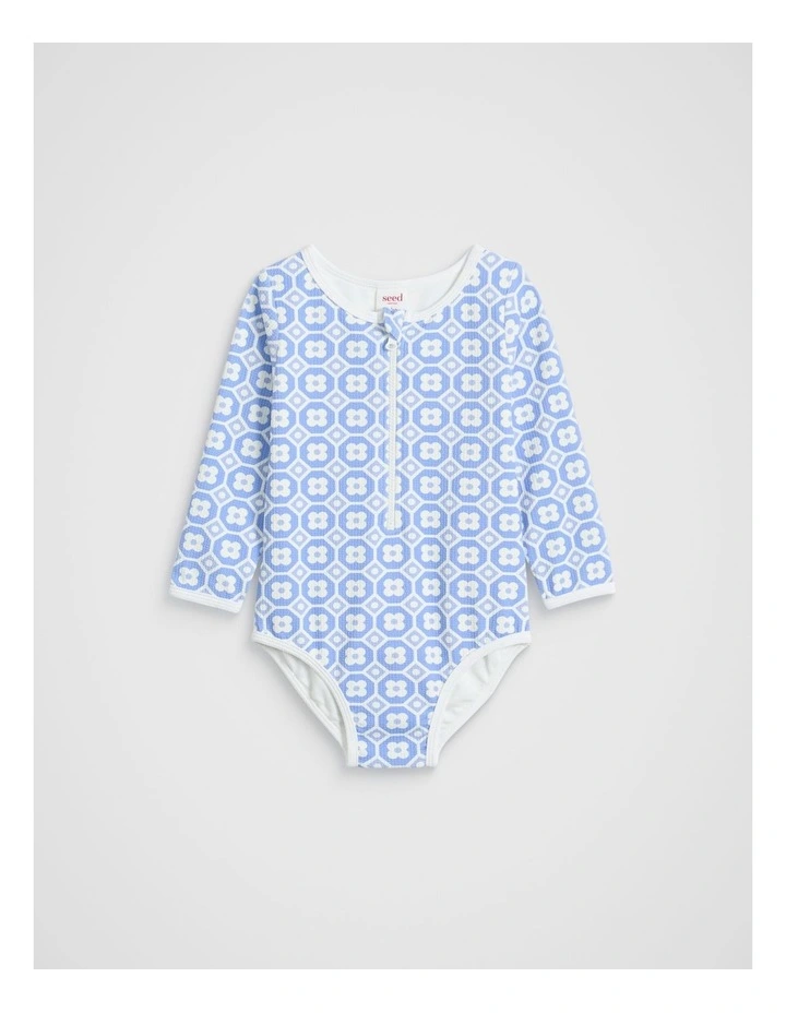 Flower Tile Rashsuit in Luna Blue image 1