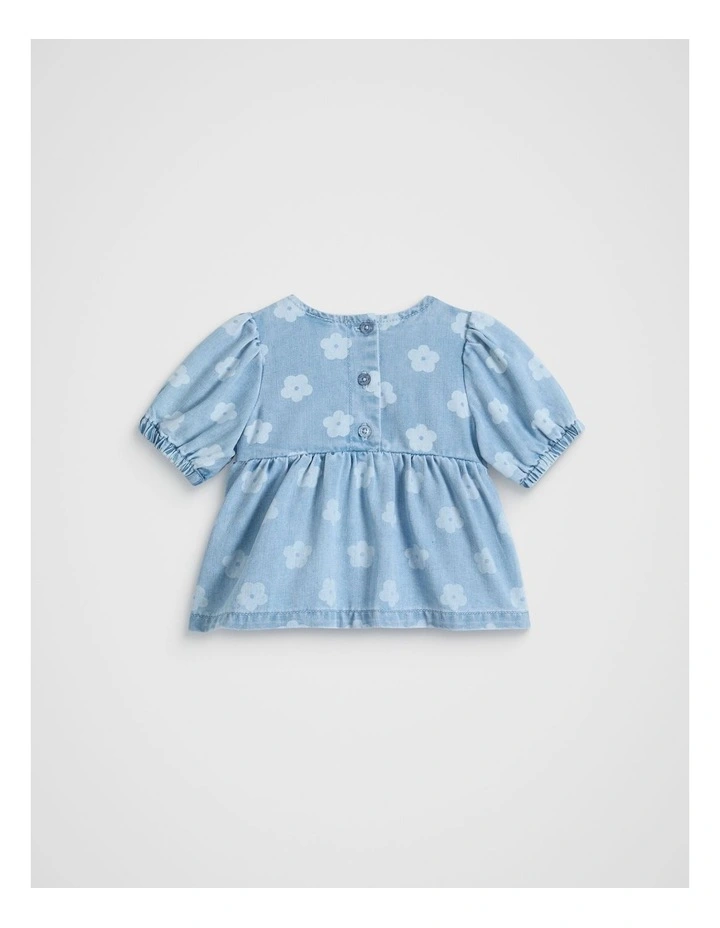 Floral Denim Top in Light Wash image 2