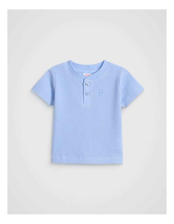 Core Waffle Henley Tee in Luna Blue image 1