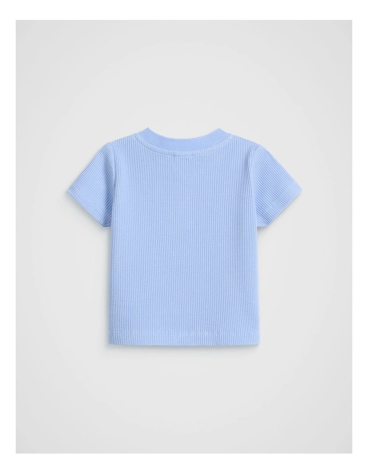 Core Waffle Henley Tee in Luna Blue image 2