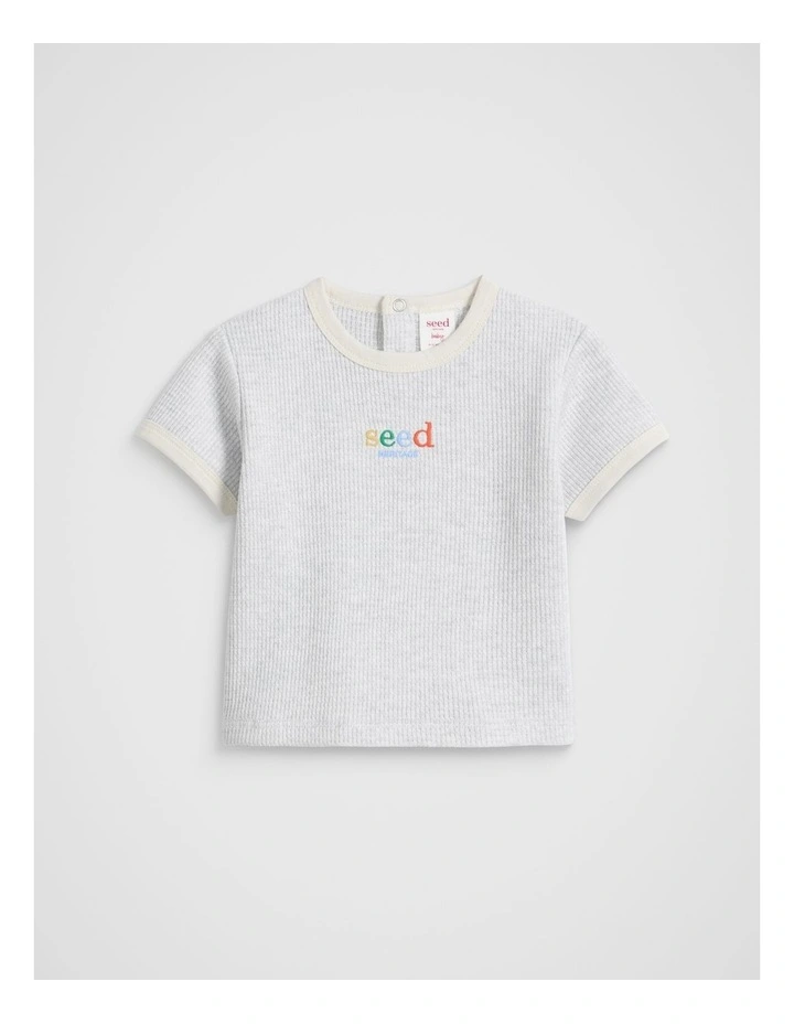 Waffle Logo Tee in Light Grey Marle image 1