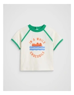 Croc Raglan Tee in Classic Cream