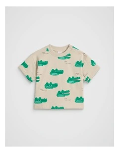 Croc Track Tee in Cool Stone