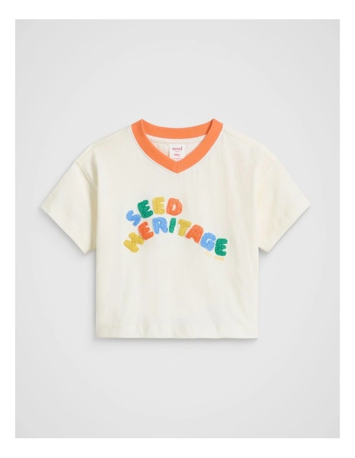 V Neck Tee in Classic Cream image 1