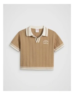 Knit Trophy Polo in Biscotti