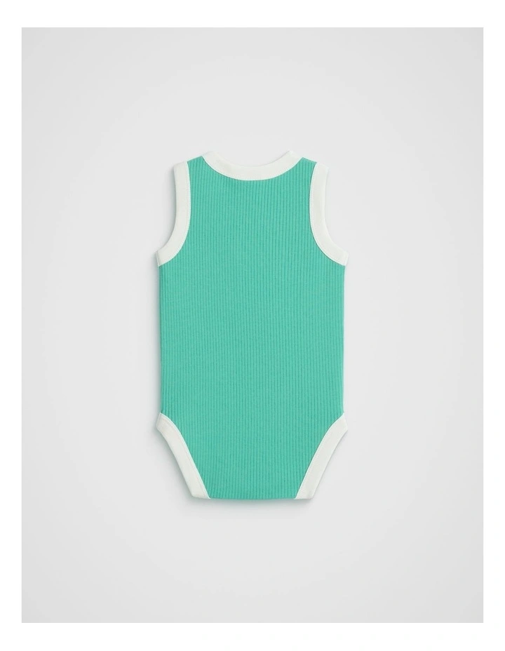 Logo Tank Bodysuit in Jade Green image 2