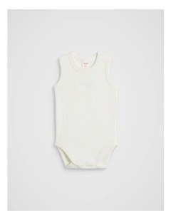 Logo Tank Bodysuit in Classic Cream