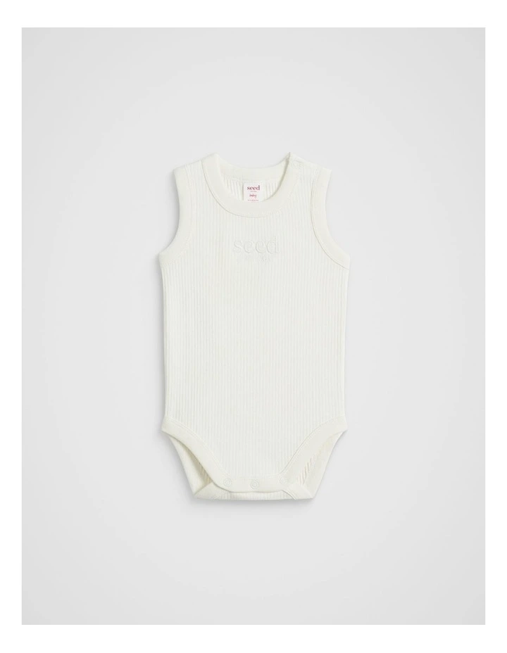 Logo Tank Bodysuit in Classic Cream image 1