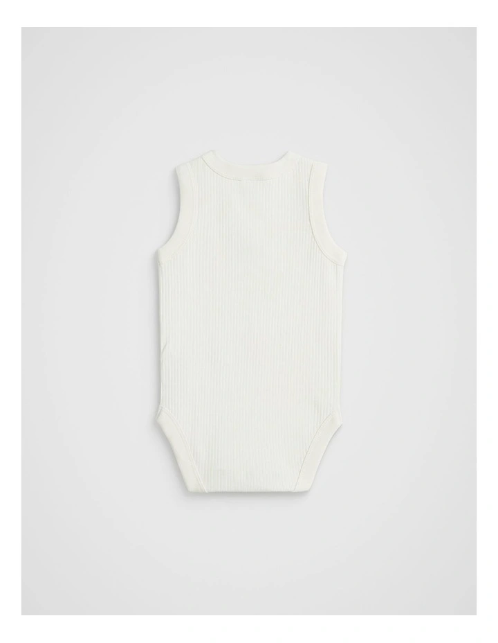 Logo Tank Bodysuit in Classic Cream image 2