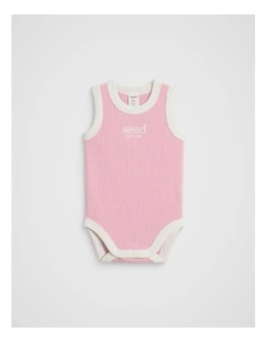 Logo Tank Bodysuit in Bubblegum