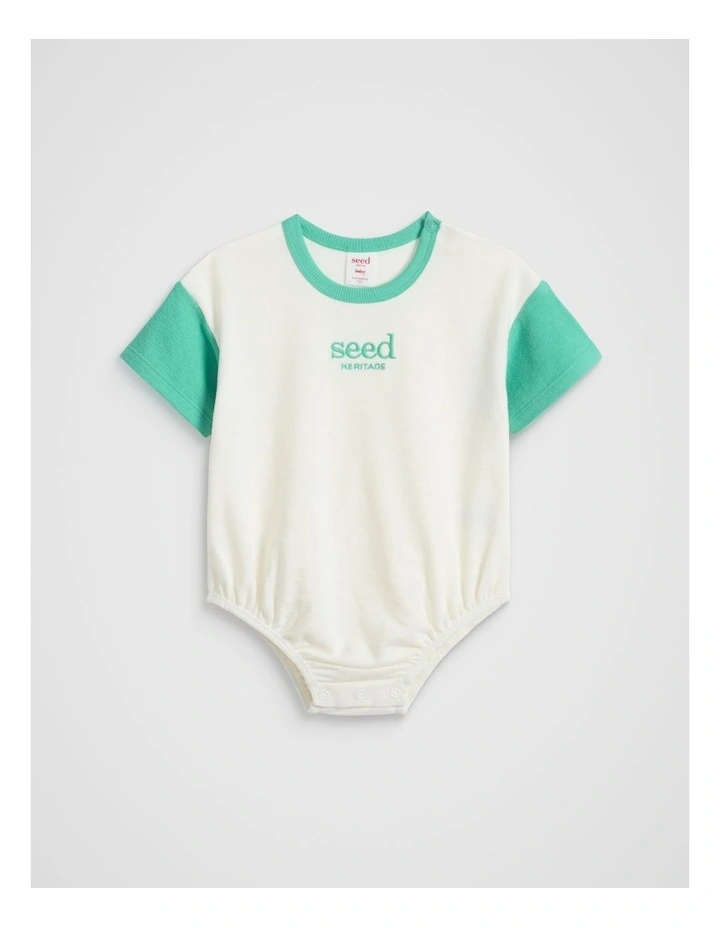 Logo Oversized Bodysuit in Classic Cream image 1