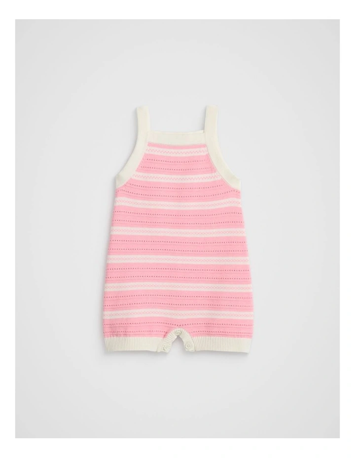 Stripe Knit Romper in Bubblegum image 1
