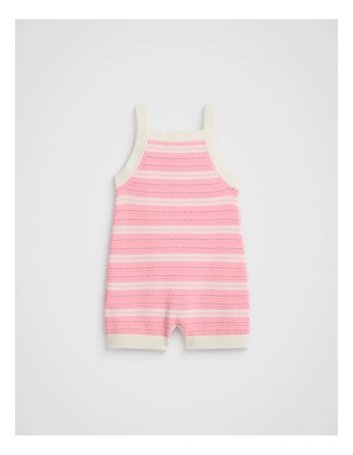 Stripe Knit Romper in Bubblegum image 2