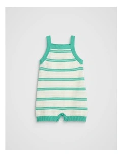 Stripe Knit Romper in Classic Cream