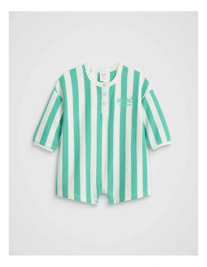 Stripe Logo Oversized Jumpsuit in Jade Green image 1