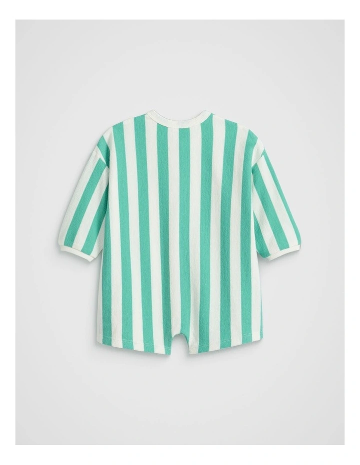 Stripe Logo Oversized Jumpsuit in Jade Green image 2