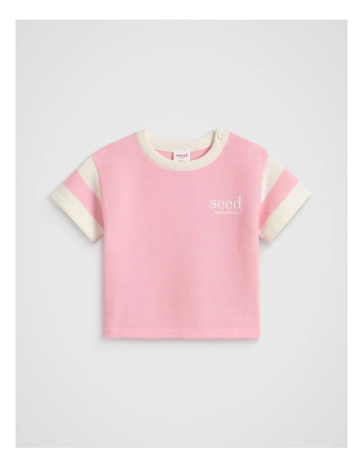 Logo Knit Tee in Bubblegum image 1