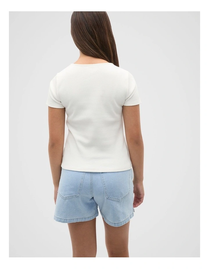 Square Neck Logo Rib Tee in Canvas image 2
