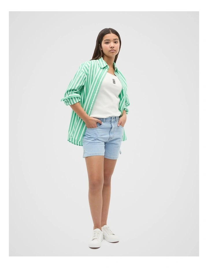 Square Neck Logo Rib Tee in Canvas image 3