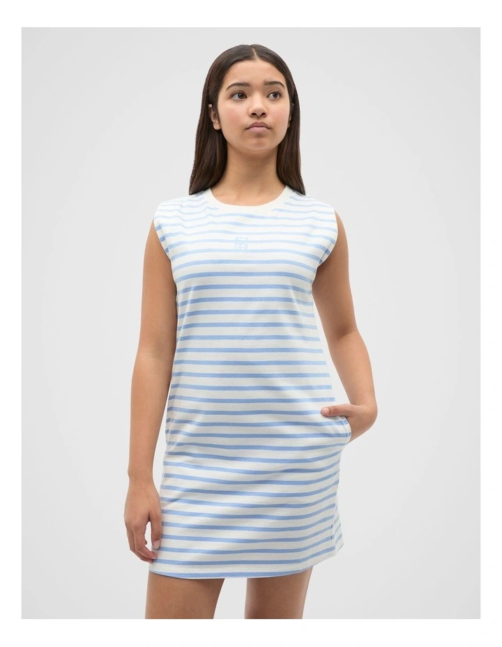 Stripe Logo Dress in Bright Sky image 1
