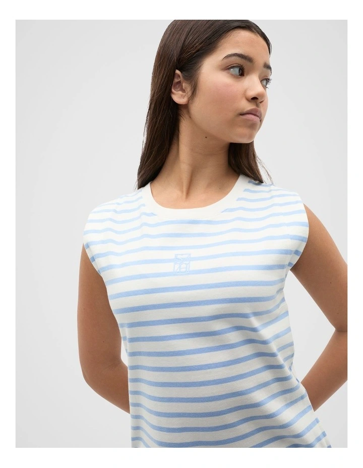 Stripe Logo Dress in Bright Sky image 4