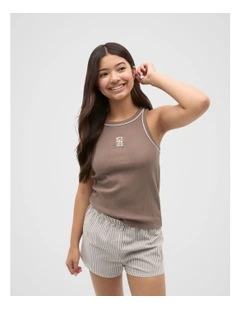 Core Logo Rib Tank in Mushroom