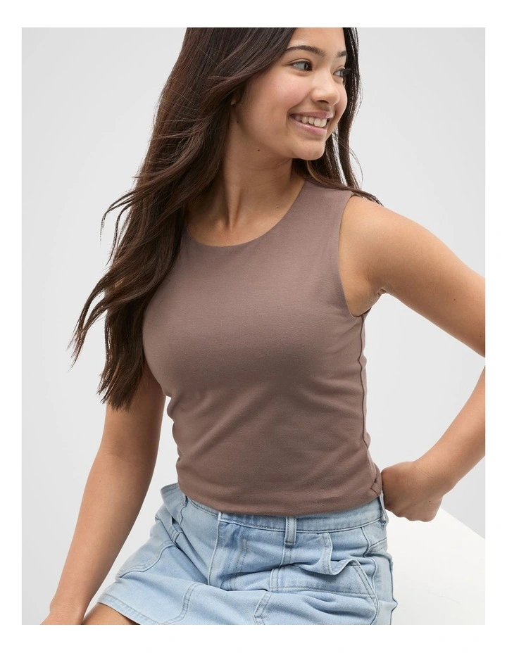 Scoop Neck Tank in Mushroom image 1