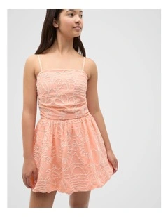 Embroidered Dress in Peach