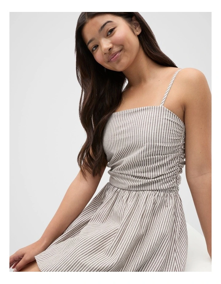 Stripe Bubble Dress in Mushroom image 4