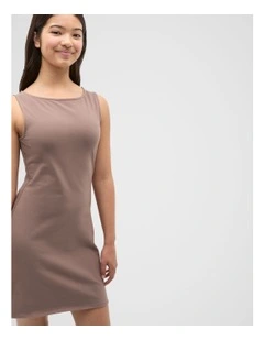 Boat Neck Tank Dress in Mushroom