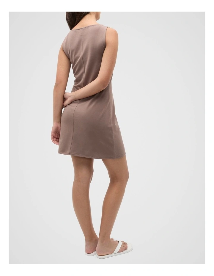 Boat Neck Tank Dress in Mushroom image 2
