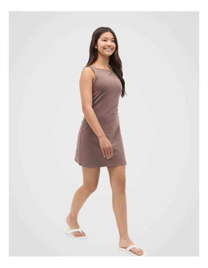 Boat Neck Tank Dress in Mushroom image 3