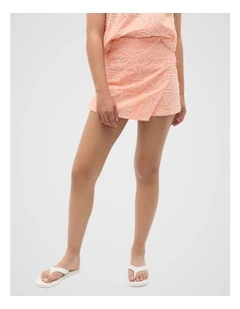 Embroidered Skort in Peach