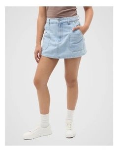 Pocket Denim Skort in Light Wash